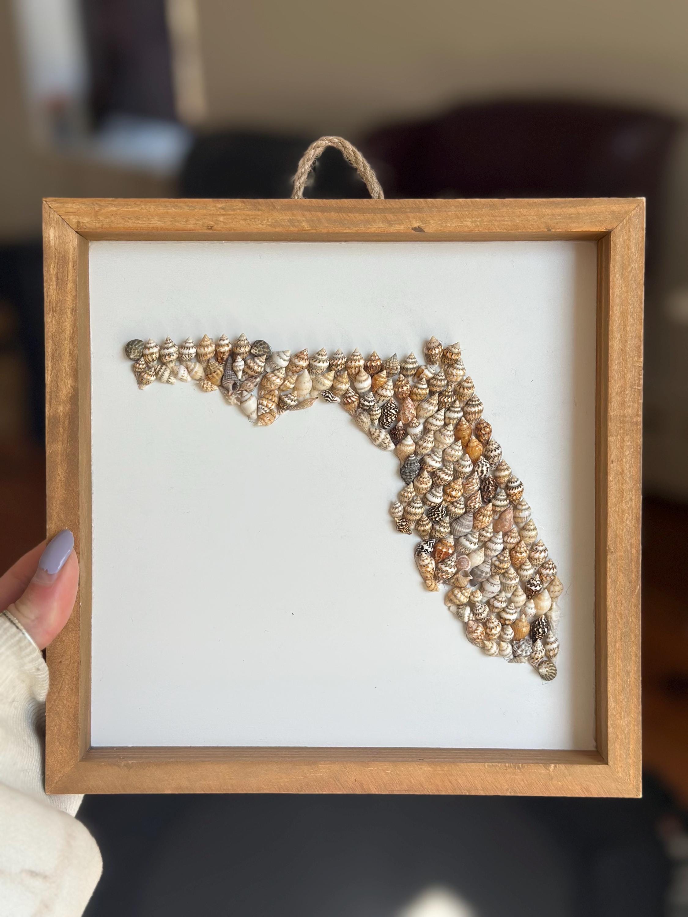 Customized State Shell Art | Handmade Seashell State Wall Decor Beach House Gift