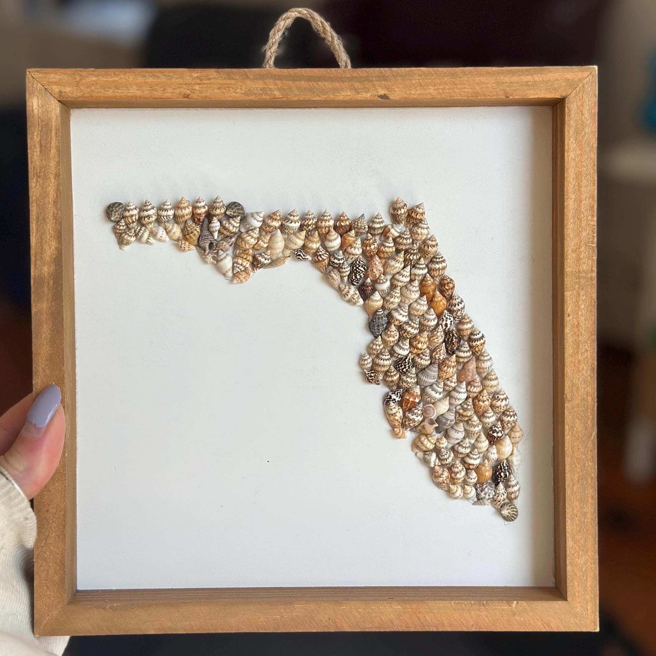 Customized State Shell Art | Handmade Seashell State Wall Decor Beach House Gift