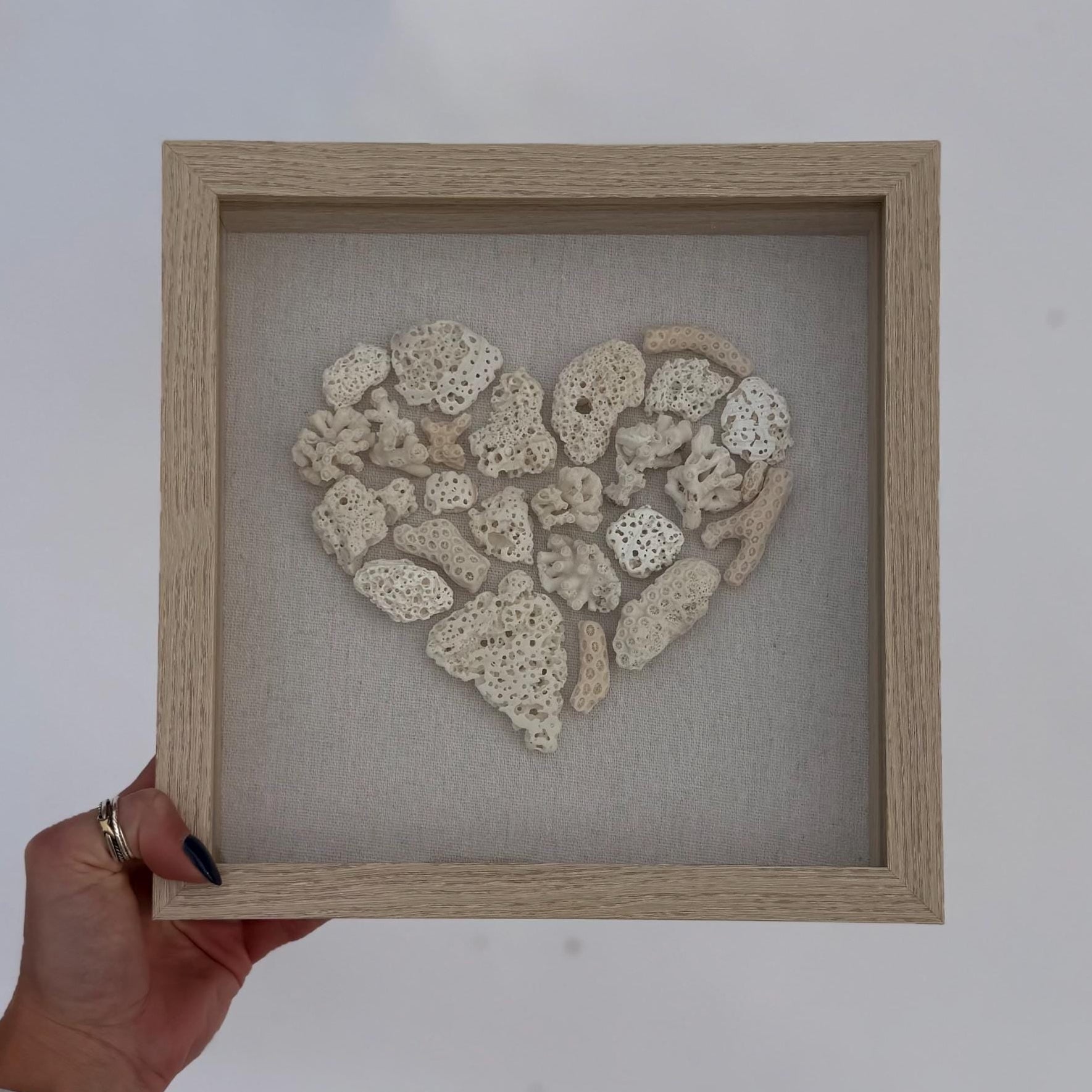 Coral Heart Shadowbox - Handmade Coastal Wall Art