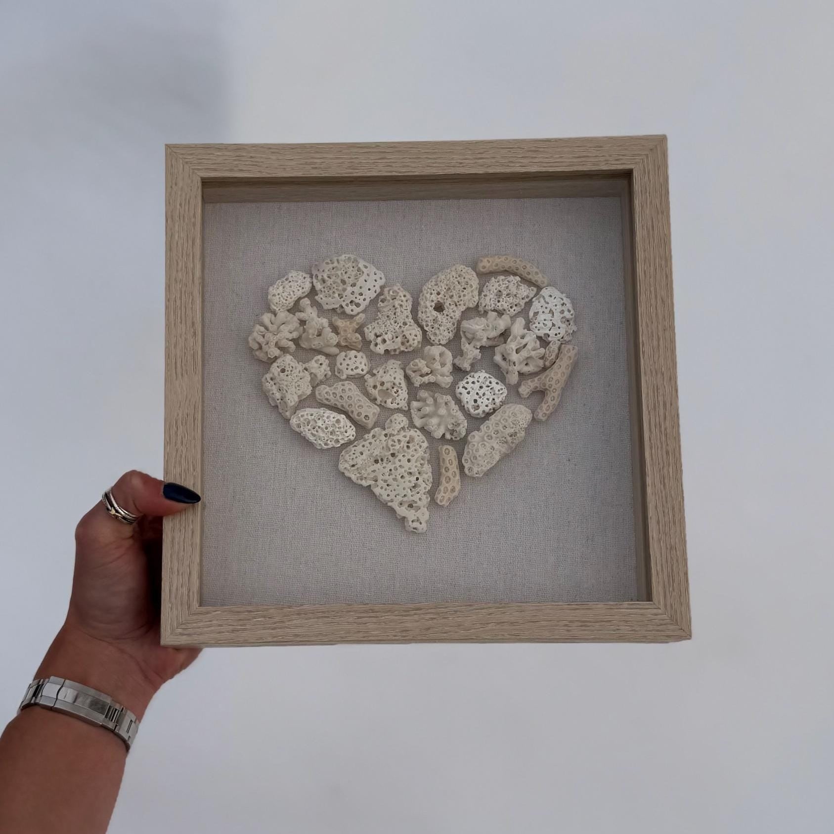 Coral Heart Shadowbox - Handmade Coastal Wall Art